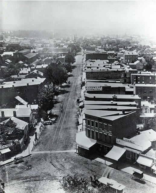 Public Square looking down South Main Street in 1875